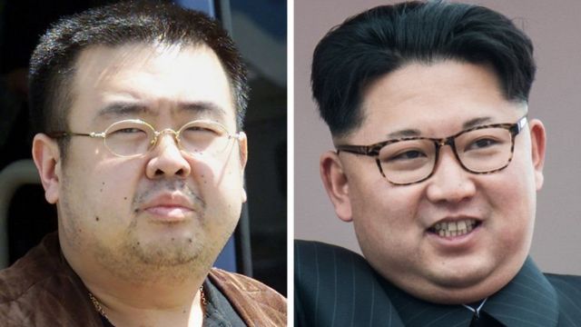 Kim Jong-nam, on the left, was killed by a nerve agent - his half brother, the North Korean leader, is on the right