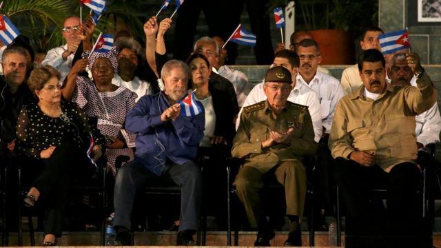 Dilma Rousseff, Lula da Silva, Raúl Castro y Nicolás Maduro.