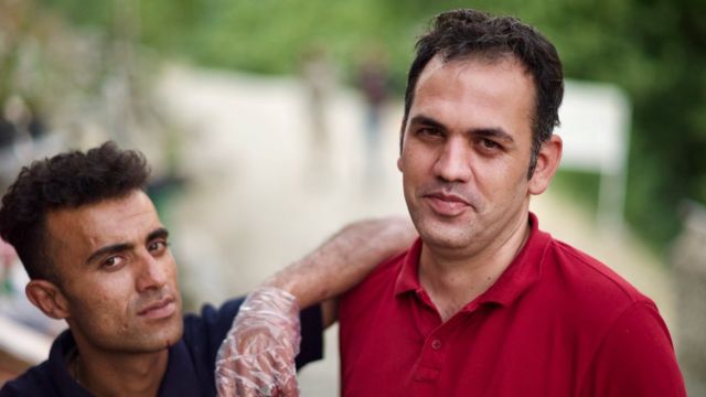 Hadi (red shirt, on the right)