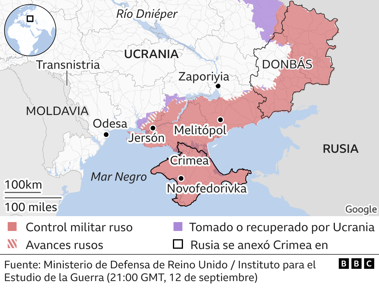 Los mapas que muestran el territorio recuperado por Ucrania tras su