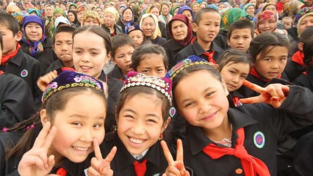 Children taking part in Nowruz celebrations in Hami (Kumul),