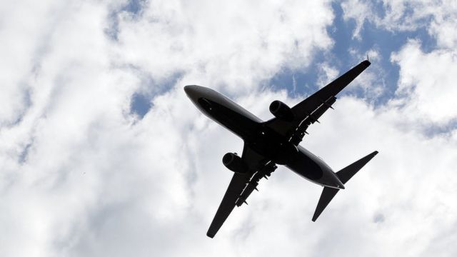 An airplane flying over North Carolina.