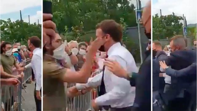 "Macron gifle" [slap]: France President 'Emmanuel Macron slapped for face'