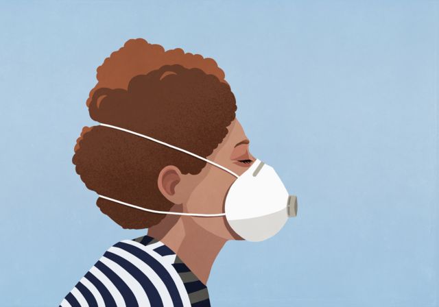 Ilustración de una mujer con una máscara