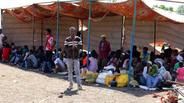 Refugiados etíopes en Sudán el 12 de noviembre.