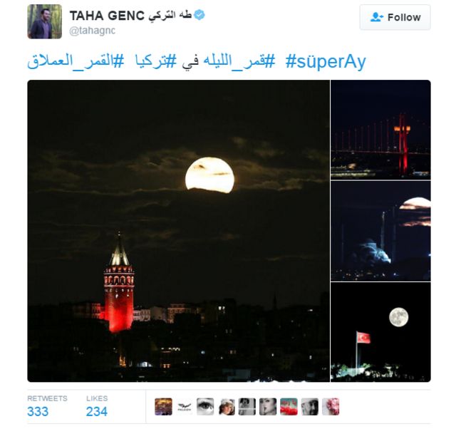 Supermoon photo on Twitter