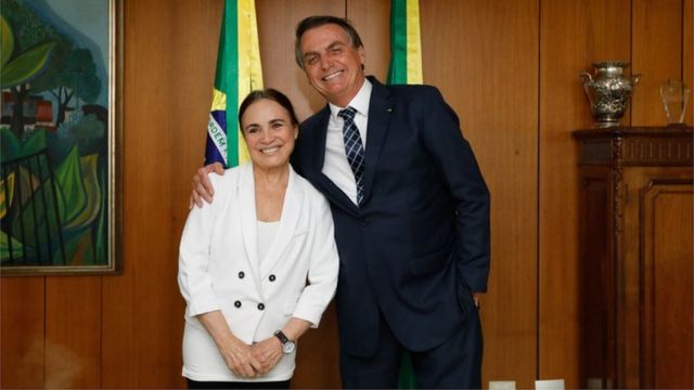 Regina Duarte e presidente Jair Bolsonaro