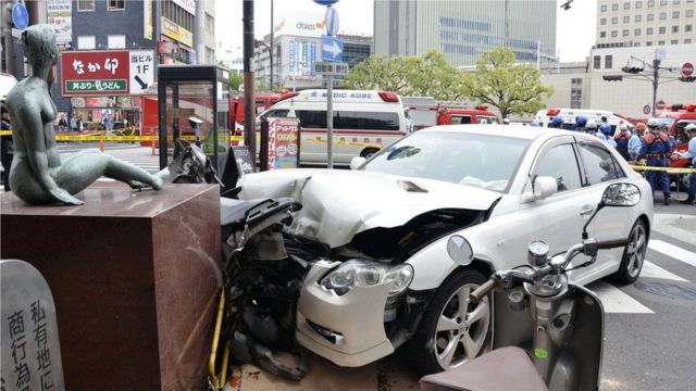 An older driver caused a multi-injury accident in Kobe after crashing into a monument. Similar accidents caused by elder drivers are prevalent across Japan (Credit: Alamy)