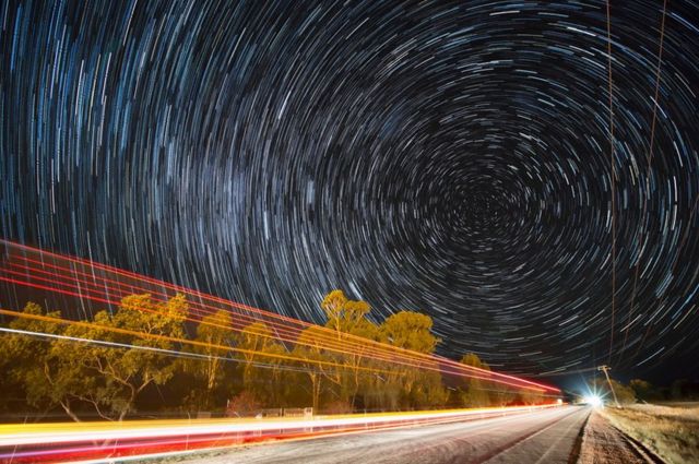 Imagen compuesta de una noche estrellada