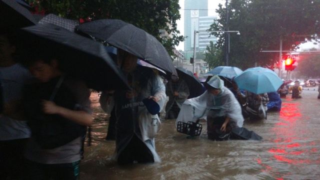 Image shows the flooding in Henan province