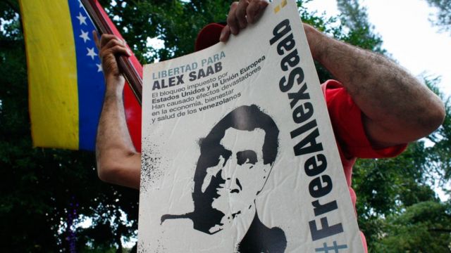 Una protesta en la que se pide libertad para Alex Saab
