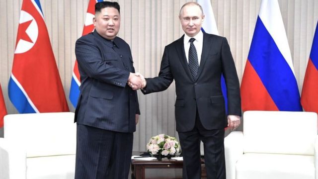 金正恩与普京2019年在符拉迪沃斯托克会面。(photo:BBC)