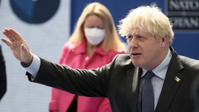 UK Prime Minister Boris Johnson arrives to attend a Nato summit