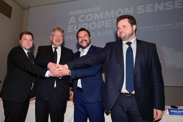 Salvini y otros miembros de partidos de derecha europeos.