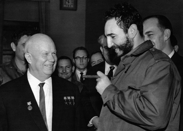 Khrushchev and Fidel Castro