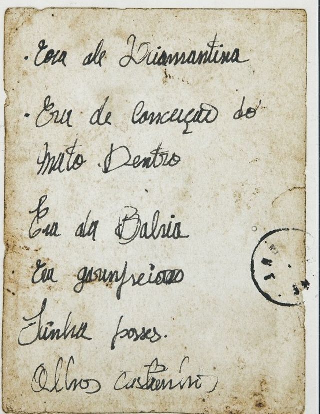 'era de Diamantina, de Conceição de Mato Dentro, era da Bahia, era garimpeiro, tinha posses,olhos castanhos', diz documento
