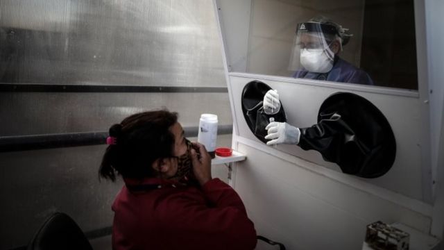 Un centro de prueba de coronavirus en Argentina