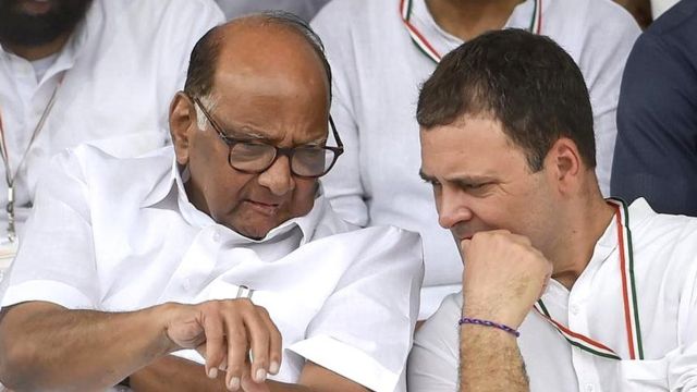 शरद पवार के साथ राहुल गांधी