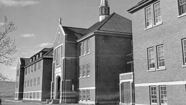 Facade of the Kamloops residential school, which houses indigenous children