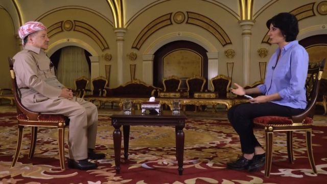 Mesud Barzani ve BBC Farsça Servisi muhabiri Nafiseh Kohnavard