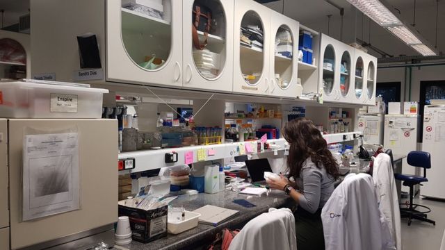 Pesquisadora em um dos laboratórios do CNPEM, em Campinas