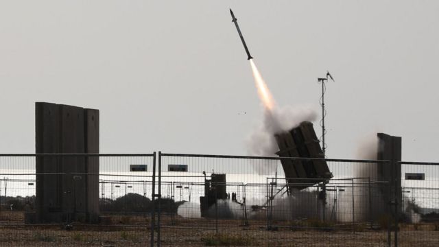 The Israeli Iron Dome anti-missile defence system in action in Ashkelon, Israel (11 May 2021)