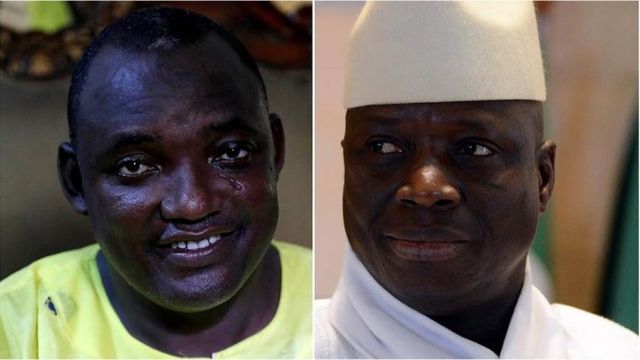 Adama Barrow (L) Yahya Jammeh
