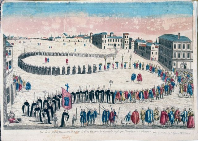 Grande procissão ao auto de fé dos condenados pela Inquisição de Lisboa, século 18