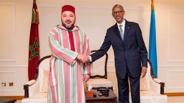 Umwami wa Maroc Mouhamed VI na prezida w'u Rwanda Paul Kagame