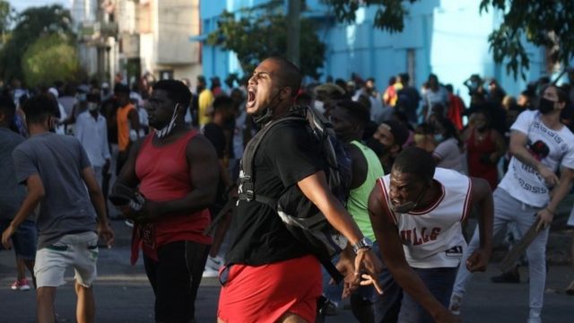 Protesta en La Habana contra el gobierno de Cuba