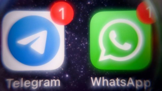 Telegram and WhatsApp logos