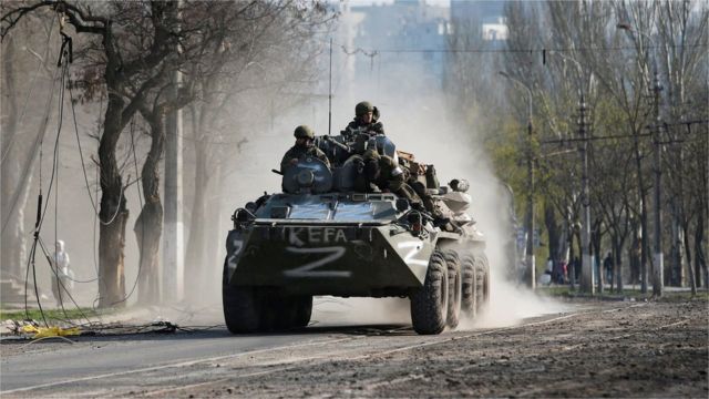 Russian forces in Mariupol on 15 April