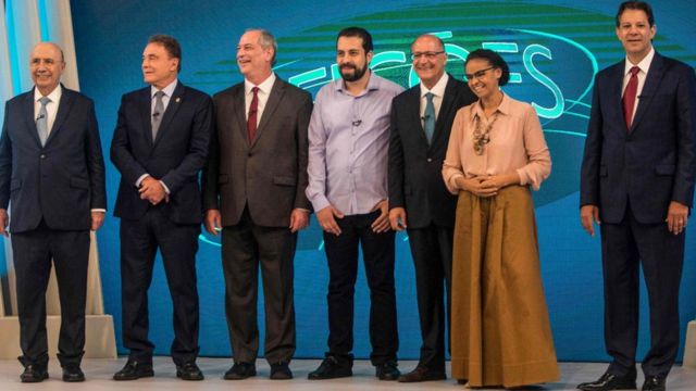 Candidatos no debate da TV Globo