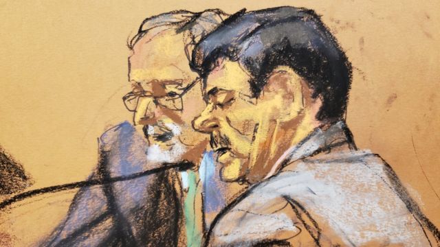 El Chapo Guzmán en la corte de Nueva York.