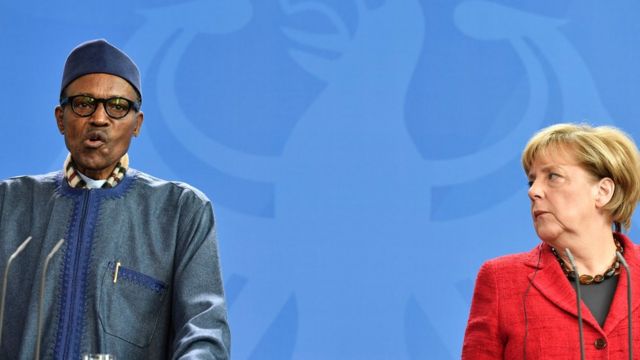 Muhammadu Buhari and Angela Merkel