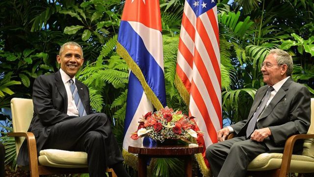 Barack Obama dan Raul Castro