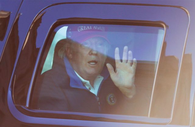 Donald Trump arrives to the White House, in Washington