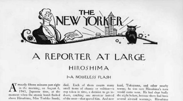 La primera página del artículo Hiroshima en la revista The New Yorker
