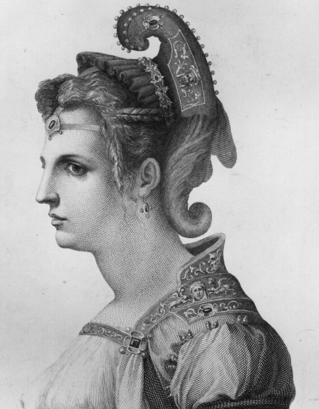 Retrato de Zenobia por el artista William Sharp, inspirado en un dibujo de Miguel Ángel