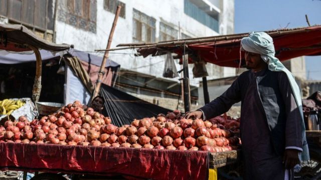 بائع خضار في سوق في قندهار، أفغانستان في 22 نوفمبر/تشرين الثاني 2021