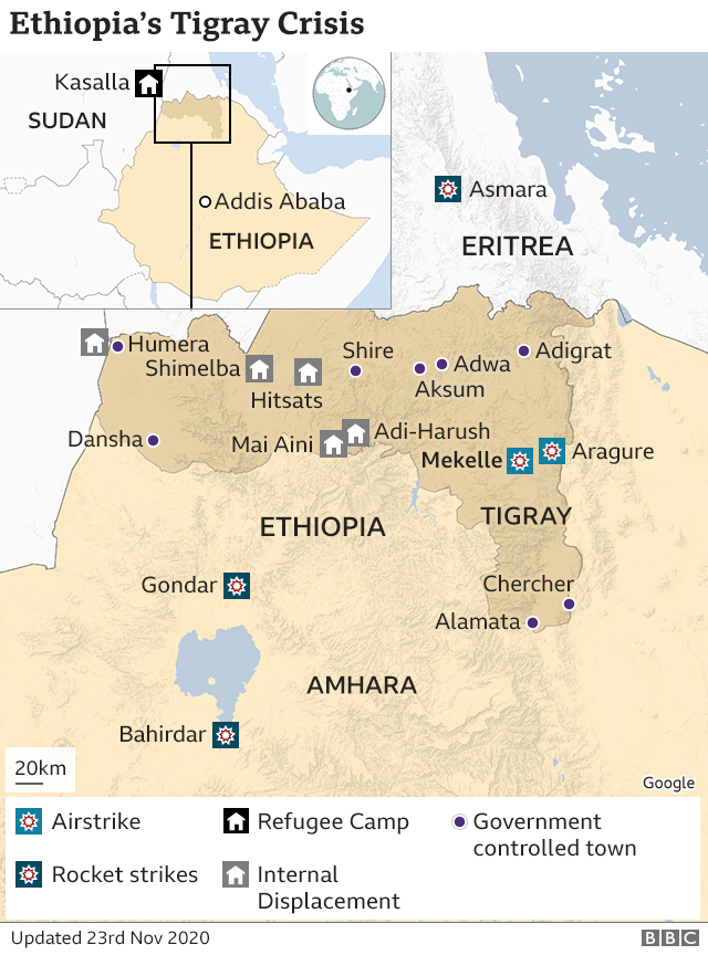 Map of Tigray region