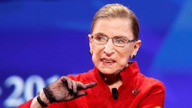 Justice Ruth Bader Ginsburg speaks during the lunch session of The Women"s Conference 2010 in Long Beach, California