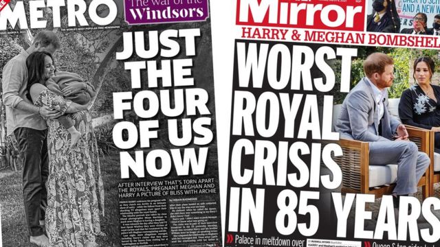 Composite image of the Metro and Mirror front pages