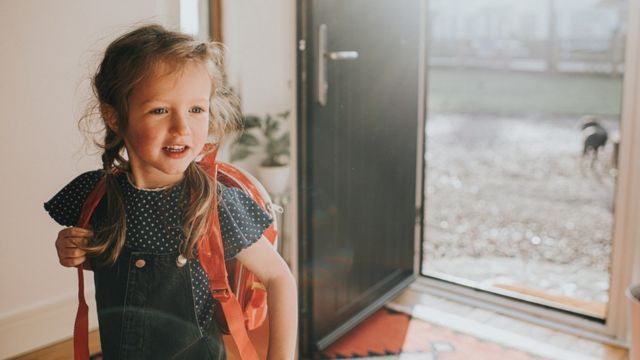 Girl coming back from school