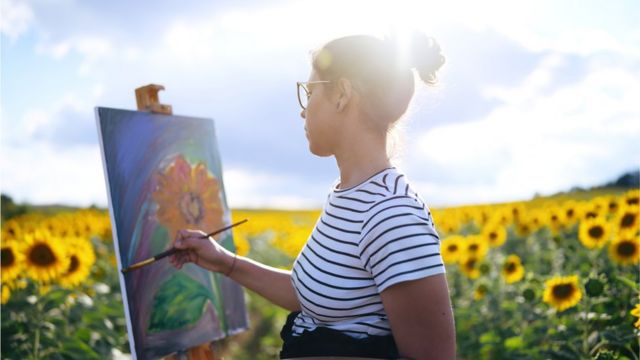 pintando girasoles