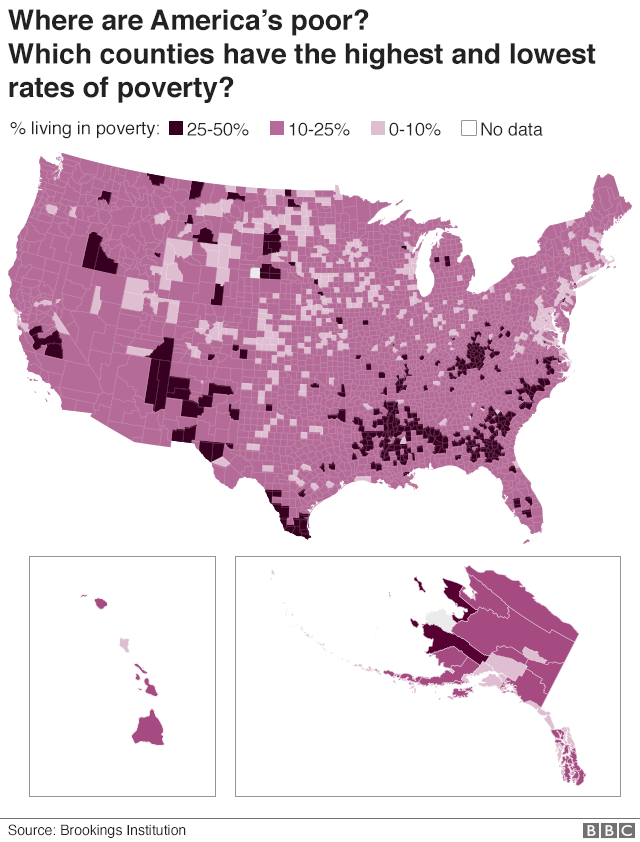 Poverty rates by US county