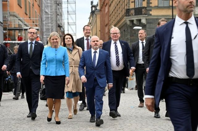 İsveç Başbakanı Magdalena Andersson ile İçişleri ve Adalet Bakanı Morgan Johansson