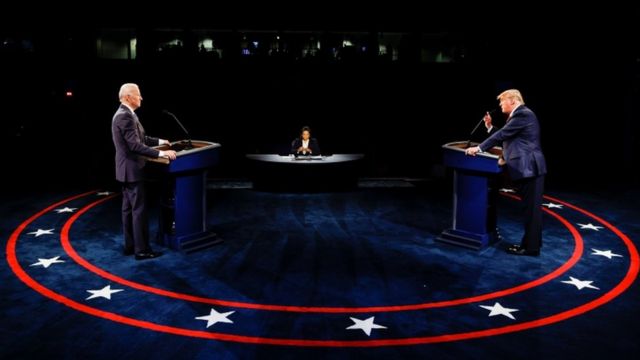 Joe Biden e Donald Trump no último debate presidencial