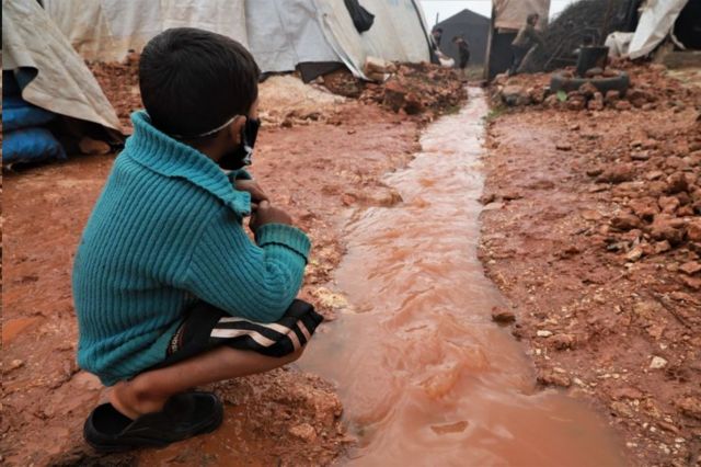 سیل در اردوگاه آوارگان سوری