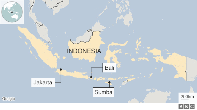 Map of Indonesia showing remoteness of Sumba.